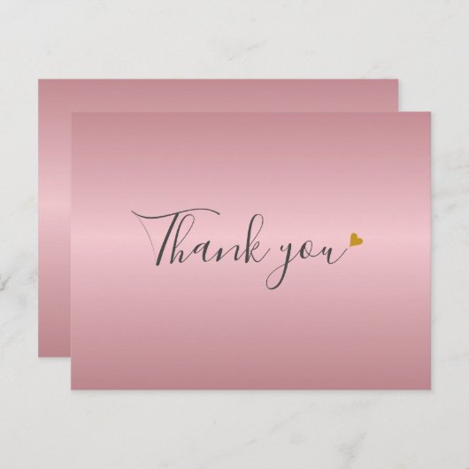 Eenvoudige Roze Gouden Script Bedankkaart voor Zak (Voorkant / Achterkant)
