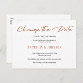Eenvoudige roze gouden script bruiloft datum wijzi aankondigingskaart (Voorkant / Achterkant)