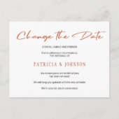 Eenvoudige roze gouden script bruiloft datum wijzi aankondigingskaart (Voorkant)