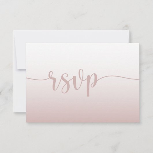 Eenvoudige Roze Gradiënt Kalligrafie Wedding RSVP (Voorkant)