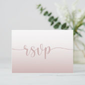 Eenvoudige Roze Gradiënt Kalligrafie Wedding RSVP (Staand voorkant)