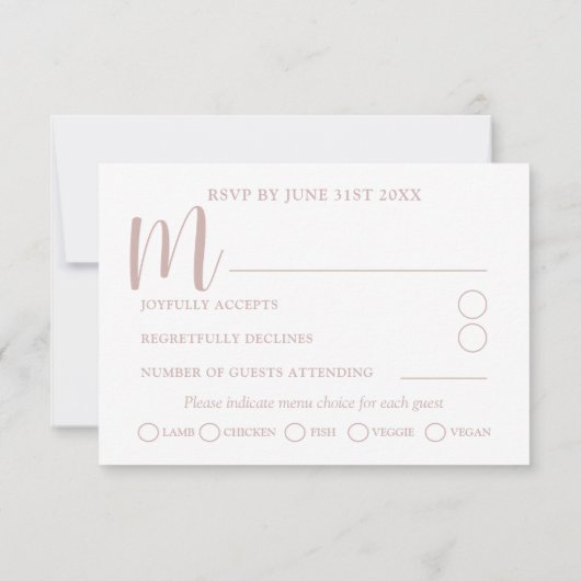 Eenvoudige Roze Gradiënt Kalligrafie Wedding RSVP (Achterkant)