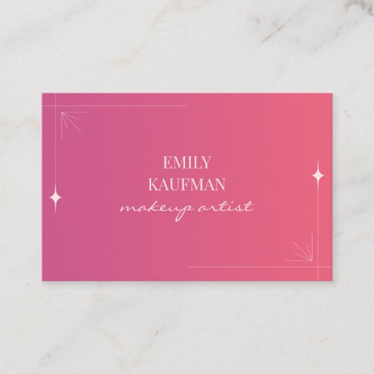 Eenvoudige Roze Gradiënt Make-up Artiest Marketing Klantenkaartje (Voorkant)