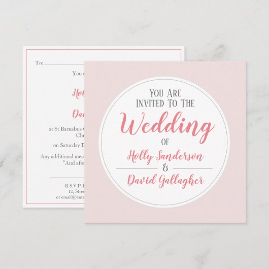 Eenvoudige roze grijze en witte dag kaart (Voorkant / Achterkant)