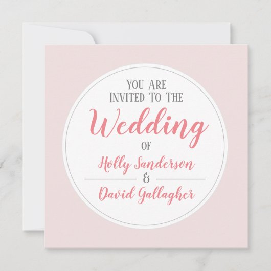 Eenvoudige roze grijze en witte dag kaart (Voorkant)