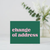 Eenvoudige Roze Groene Aankondiging Adreswijziging Briefkaart (Staand voorkant)