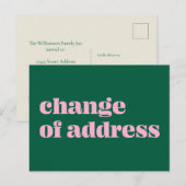 Eenvoudige Roze Groene Aankondiging Adreswijziging Briefkaart (Voorkant / Achterkant)
