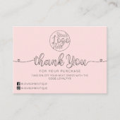 Eenvoudige roze handgeschreven harten Klant Dank u Visitekaartje (Voorkant)