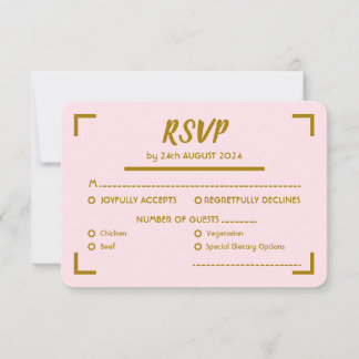Eenvoudige Roze Handgeschreven Script Bruiloft RSVP Kaartje