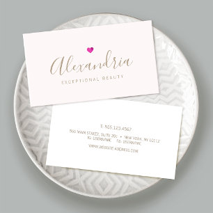 Eenvoudige roze handgeschreven script kalligrafie visitekaartje