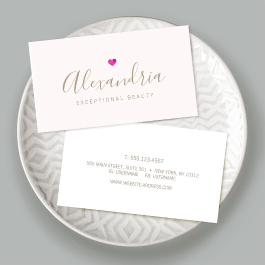 Eenvoudige roze handgeschreven script kalligrafie visitekaartje