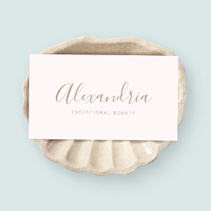 Eenvoudige roze handgeschreven scriptkalligrafie visitekaartje