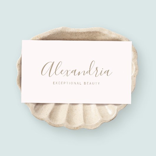 Eenvoudige roze handgeschreven scriptkalligrafie visitekaartje