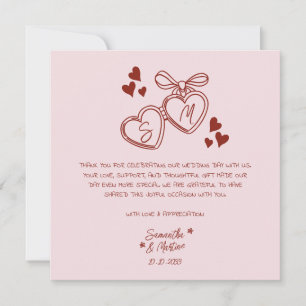 Eenvoudige Roze Handgeschreven Whimsical Doodle br Bedankkaart