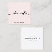 Eenvoudige Roze Handtekening Script Square Busines Vierkante Visitekaartje (Voorkant / Achterkant)