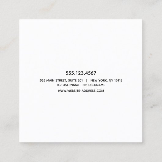 Eenvoudige Roze Handtekening Script Square Busines Vierkante Visitekaartje (Achterkant)