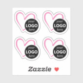 Eenvoudige Roze Hart Gevormde Logo Afbeelding Sjab Sticker (Vel)