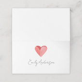 Eenvoudige Roze Hart Gevouwen Plaatskaart Plaatskaartje (Buitenkant ongevouwen)