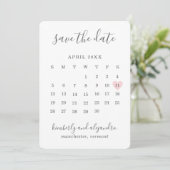 Eenvoudige Roze Hart Kalender Trouwdag Save The Date (Staand voorkant)
