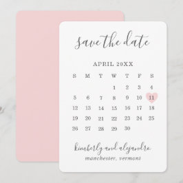 Eenvoudige Roze Hart Kalender Trouwdag Save The Date