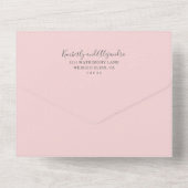 Eenvoudige Roze Hart Moderne Bruiloft All In One Uitnodiging (Achterkant)