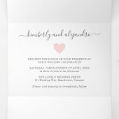 Eenvoudige Roze Hart Moderne Bruiloft Drieluik Uitnodiging (Binnenkant midden)