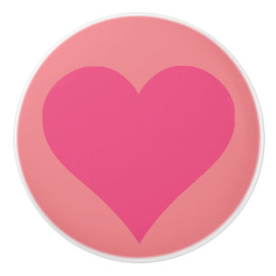 Eenvoudige Roze Hart op Roze Achtergrond Keramisch Keramische Knop