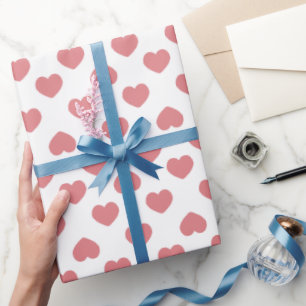 Eenvoudige Roze Harten Minimalistisch Cadeaupapier
