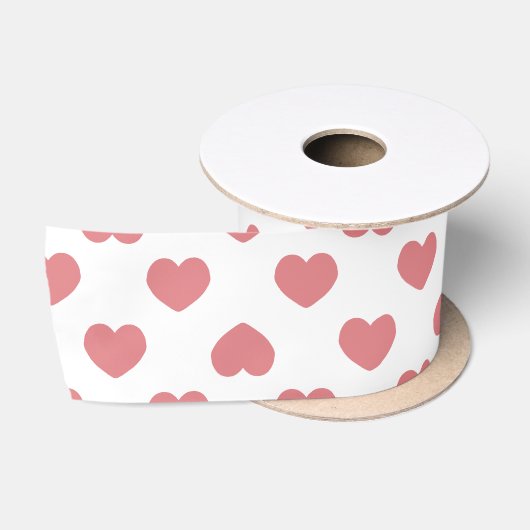 Eenvoudige Roze Harten Minimalistisch Satijnen Lint (Spoel)