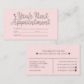 Eenvoudige Roze Harten Typografie Afspraak Visitekaartje (Voorkant / Achterkant)