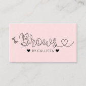 Eenvoudige  roze harten typografie Brows Visitekaartje (Voorkant)