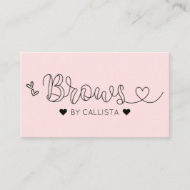 Eenvoudige  roze harten typografie Brows Visitekaartje