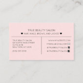 Eenvoudige roze harten Typografie Loyalty Visitekaartje (Achterkant)