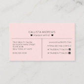 Eenvoudige  roze harten Typografie Makeup Artist Visitekaartje (Achterkant)