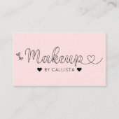 Eenvoudige  roze harten Typografie Makeup Artist Visitekaartje (Voorkant)