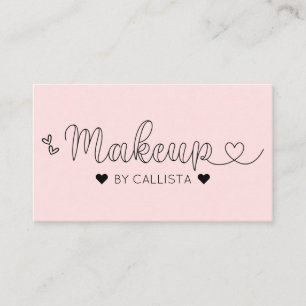 Eenvoudige  roze harten Typografie Makeup Artist Visitekaartje