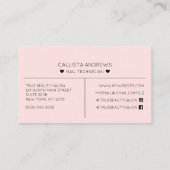 Eenvoudige  Roze Harten Typografie Nail Tech Visitekaartje (Achterkant)
