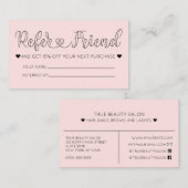 Eenvoudige Roze Harten Typografie Verwijzing Visitekaartje (Voorkant / Achterkant)