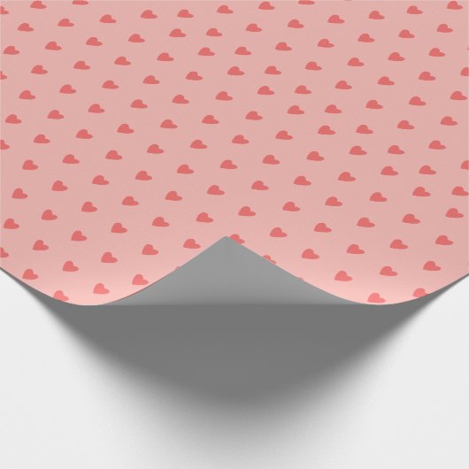 Eenvoudige roze harten Valentijnsdag Cadeaupapier (Hoek)