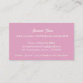 Eenvoudige Roze Huis Schoonmaak Diensten Visitekaartje (Achterkant)