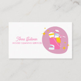Eenvoudige Roze Huis Schoonmaak Diensten Visitekaartje