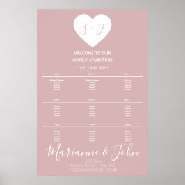 Eenvoudige roze huwelijkslogo zitplaatsindeling poster