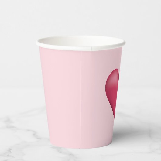 Eenvoudige roze illustratie van het hart op lichtr papieren bekers (Rechts)