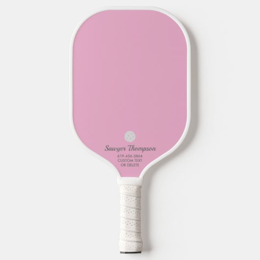 Eenvoudige roze je aangepaste tekst op maat pickleball paddle (Voorkant)