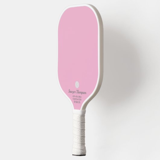 Eenvoudige roze je aangepaste tekst op maat pickleball paddle (Links)