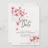 Eenvoudige roze kersen bloesem romantische kerkbru save the date (Voorkant)