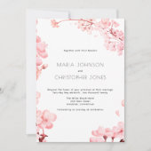 Eenvoudige roze kersenbloesem bloemenbruiloft kaart (Voorkant)