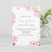 Eenvoudige roze kersenbloesem bloemenbruiloft kaart (Staand voorkant)
