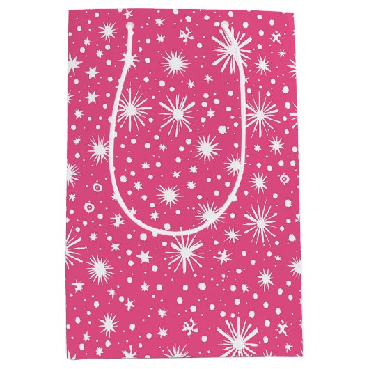 Eenvoudige roze kerst medium cadeauzakje (Voorkant)