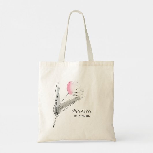 Eenvoudige roze lente-tulp-bruiloft tote bag (Achterkant)